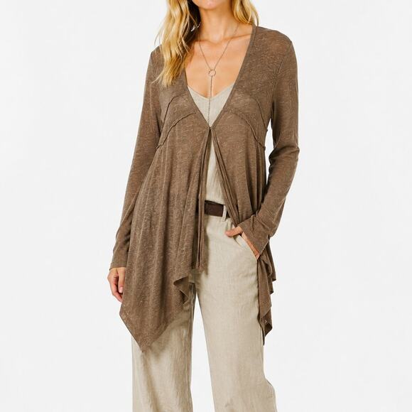 Neiman Marcus Sweaters - Neiman Marcus Vintage Y2K Linen Blend Long Cardigan Sweater Brown Size L